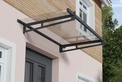 Bremen door awning kit in grey & clear